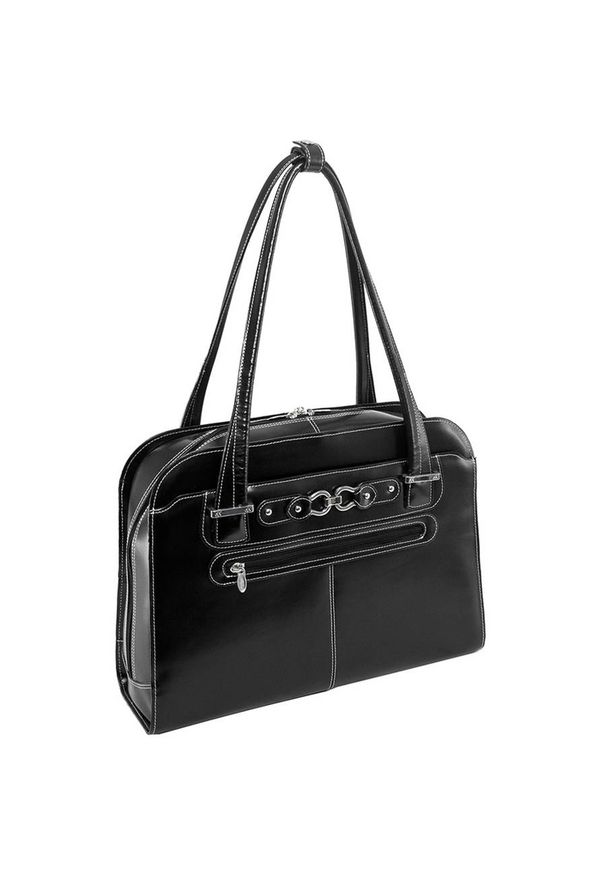 MCKLEIN - Skórzana torba damska na laptopa 15,4" Mcklein Oak Grove czarna. Kolor: czarny. Materiał: skórzane. Styl: biznesowy, klasyczny, casual. Rodzaj torebki: na ramię