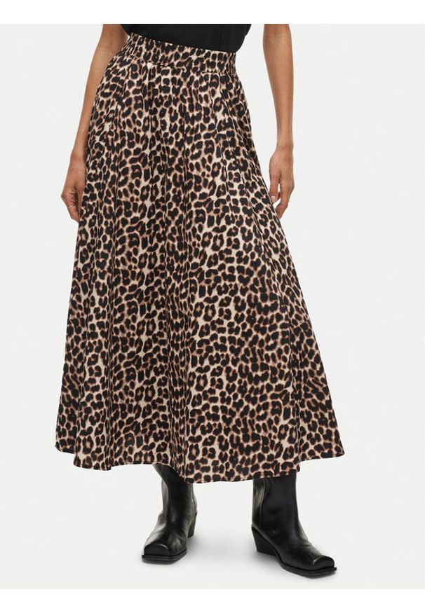 Vila Spódnica maxi Valencia 14106880 Brązowy Regular Fit. Kolor: brązowy. Materiał: bawełna