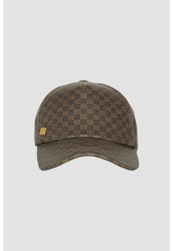 Balmain - BALMAIN Brązowa czapka z daszkiem Mini Mng Coated Canvas, Rozmiar 2. Kolor: brązowy