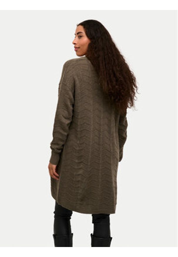 Kaffe Kardigan Kaemria 10506359 Khaki Regular Fit. Kolor: brązowy. Materiał: bawełna, syntetyk