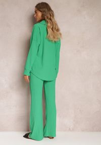 Renee - Zielony 2-częściowy Komplet z Koszulą i Spodniami Zdobionymi Delikatnym Tłoczeniem Jaila. Kolor: zielony. Materiał: tkanina. Wzór: aplikacja #4