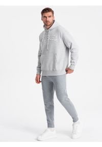 Ombre Clothing - Spodnie męskie dresowe joggery - szary melanż V3 - Rozmiar: L. Kolor: szary. Materiał: dresówka. Wzór: melanż