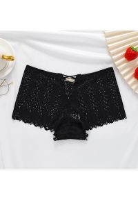 Intica - Majtki koronkowe z sznurowaniem eleganckie na co dzień Aylin. Kolor: czarny. Materiał: koronka. Wzór: koronka