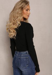 Renee - Czarny Dopasowany Sweter z Wycięciami w Talii Aasiriz. Kolor: czarny. Sezon: zima, jesień, wiosna #5