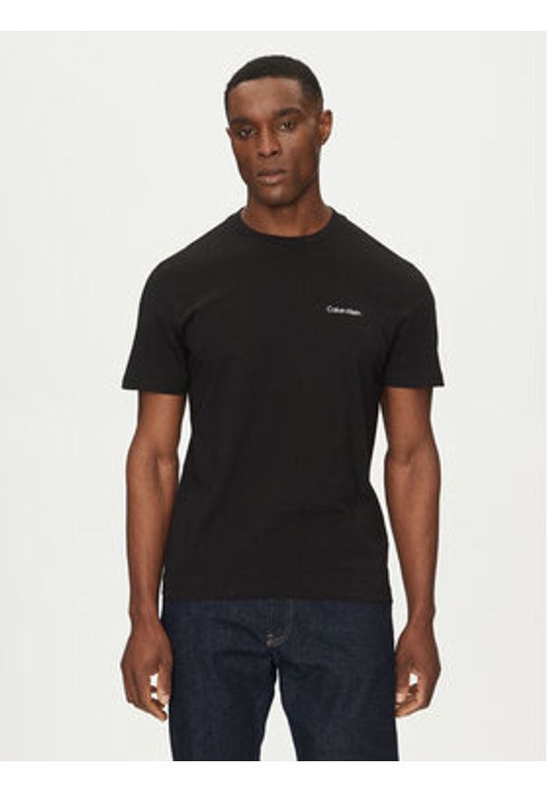 Calvin Klein T-Shirt Linear Box Logo K10K114152 Czarny Regular Fit. Kolor: czarny. Materiał: bawełna