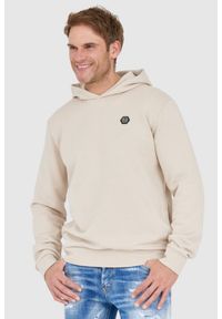 Philipp Plein - PHILIPP PLEIN Beżowa męska bluza hexagon z kapturem, Rozmiar M. Typ kołnierza: kaptur. Kolor: beżowy #1