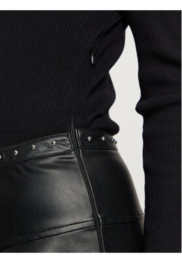 Morgan Sukienka dzianinowa 242-RPEPPER Czarny Slim Fit. Kolor: czarny. Materiał: wiskoza, skóra