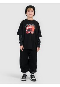 4f - 4F Spodnie dresowe joggery chłopięce - czarne 146/152 (10-12 lat). Okazja: na co dzień, na spacer, na uczelnię. Kolor: czarny. Materiał: dresówka. Sezon: lato. Styl: casual #1