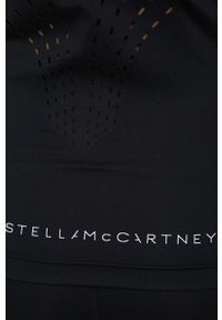 Adidas by Stella McCartney - adidas by Stella McCartney t-shirt treningowy HD9103 kolor czarny. Okazja: na plażę. Kolor: czarny. Materiał: skóra, dzianina, materiał. Wzór: ażurowy, ze splotem #6