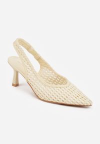 Renee - Żółte Plecione Czółenka Slingback na Szpilce z Ażurową Cholewką Hibiscae. Okazja: na co dzień. Kolor: żółty. Materiał: jeans. Szerokość cholewki: normalna. Wzór: ażurowy. Sezon: wiosna. Obcas: na szpilce. Styl: wizytowy, casual, elegancki #7
