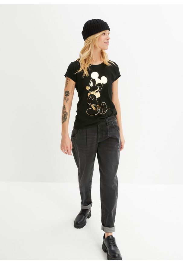 bonprix - Bluza z nadrukiem Myszki Miki. Kolor: czarny. Wzór: nadruk