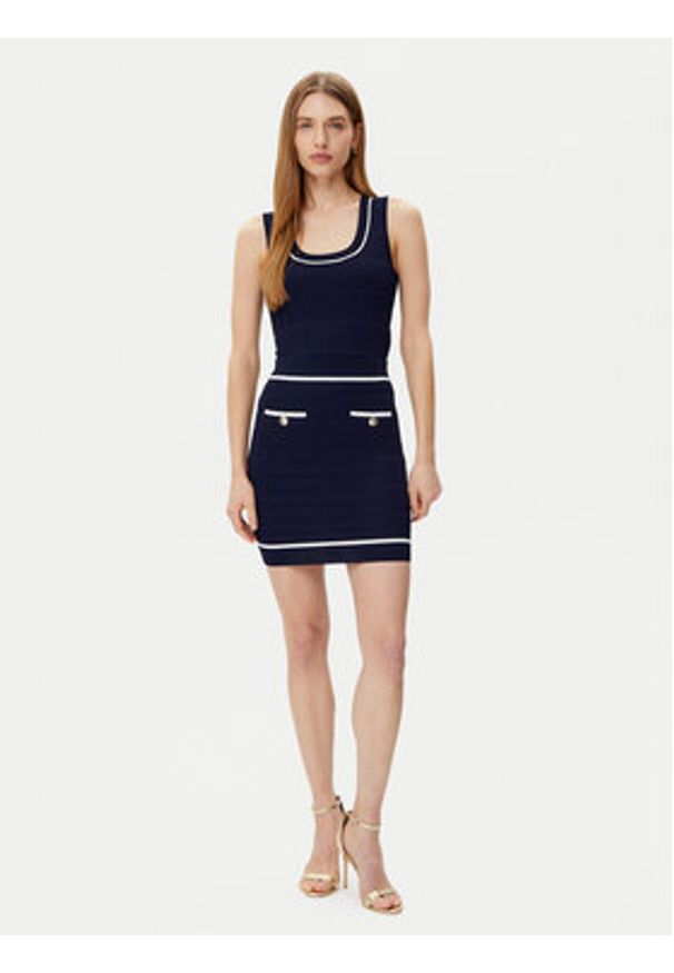 Guess Spódnica mini 5RGD00 5640Z Granatowy Regular Fit. Kolor: niebieski. Materiał: syntetyk