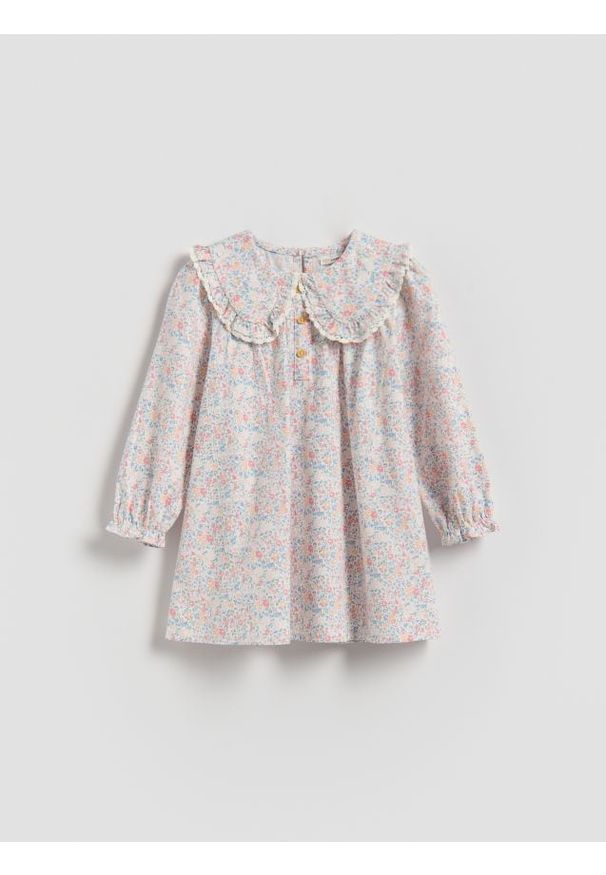 Reserved - Wzorzysta sukienka - wielobarwny. Materiał: bawełna