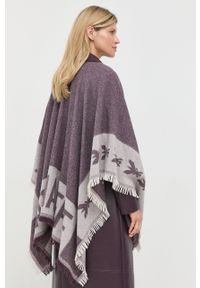 Patrizia Pepe poncho wełniane kolor fioletowy. Kolor: fioletowy. Materiał: wełna #2