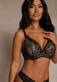 Renee - Czarno-Beżowy Koronkowy Biustonosz w Klasycznym Stylu Coralee. Kolor: czarny. Materiał: koronka. Wzór: aplikacja, gładki #2