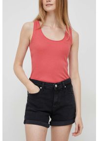 Calvin Klein Jeans szorty jeansowe damskie kolor czarny gładkie medium waist. Kolor: czarny. Materiał: bawełna, denim. Wzór: gładki #1
