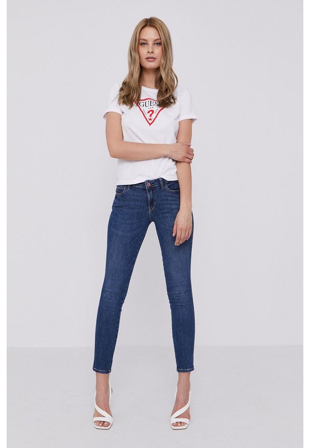 Guess Jeansy damskie medium waist. Kolor: niebieski