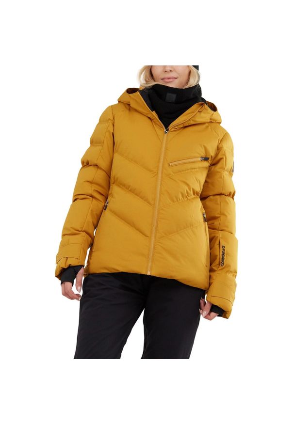 FUNDANGO - Damska kurtka narciarska Fundango Elyra Padded. Kolor: brązowy. Długość: krótkie. Sezon: zima. Sport: narciarstwo
