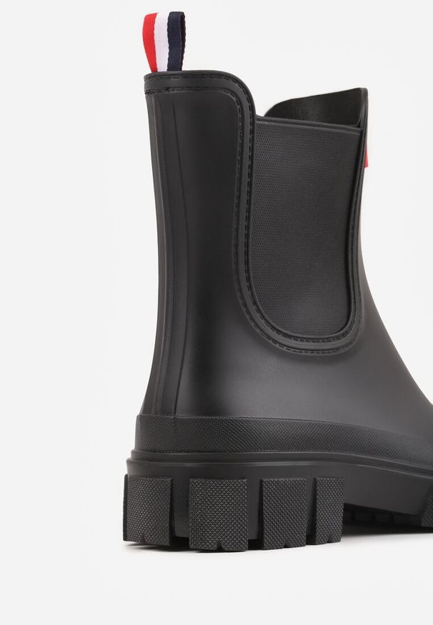 Renee - Czarne Kalosze Sztyblety na Podeszwie z Bieżnikiem Jovalia. Okazja: na co dzień. Kolor: czarny. Materiał: jeans. Styl: casual