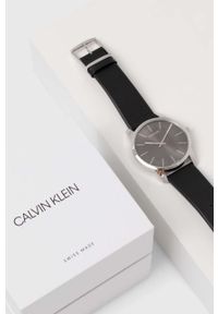 Calvin Klein zegarek męski kolor czarny. Kolor: czarny. Materiał: skóra, materiał #2