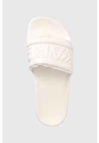 Karl Lagerfeld klapki KONDO MAXI damskie kolor biały na platformie. Kolor: biały. Materiał: materiał, guma. Wzór: gładki. Obcas: na platformie
