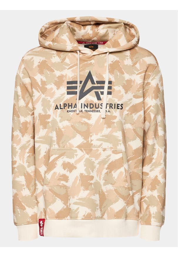 Alpha Industries Bluza Basic 178312C Beżowy Regular Fit. Kolor: beżowy. Materiał: bawełna