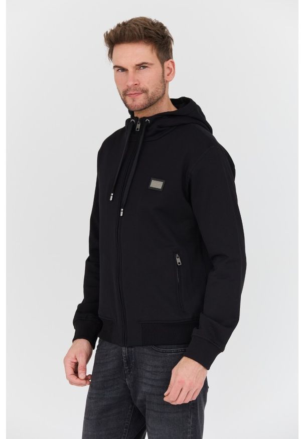 Dolce and Gabbana - DOLCE & GABBANA Czarna męska bluza z kapturem, Rozmiar 52. Typ kołnierza: kaptur. Kolor: czarny