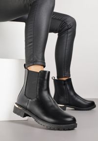 Born2be - Czarne Botki w Stylu Sztybletów z Elastyczną Wstawką Kanelle. Okazja: do pracy, na co dzień. Kolor: czarny. Styl: casual, elegancki