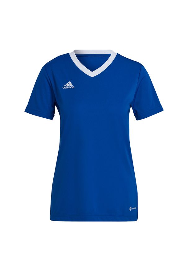 Koszulka piłkarska damska Adidas Entrada 22 Jersey. Kolor: biały, niebieski, wielokolorowy. Materiał: jersey, poliester. Sport: piłka nożna