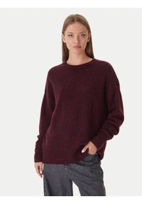 Patrizia Pepe Sweter 2K0326/K293-M536 Bordowy Regular Fit. Kolor: czerwony. Materiał: syntetyk