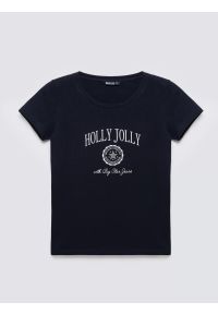 Big-Star - Koszulka damska z nadrukiem granatowa Serra 403. Okazja: na co dzień. Kolor: niebieski. Materiał: dzianina, bawełna, jeans. Długość rękawa: krótki rękaw. Długość: krótkie. Wzór: nadruk. Sezon: zima. Styl: wizytowy, casual, retro, klasyczny #4