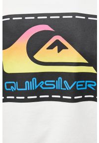 Quiksilver bluza bawełniana x Stranger Things męska kolor biały z kapturem z nadrukiem. Typ kołnierza: kaptur. Kolor: biały. Materiał: bawełna. Wzór: nadruk #5