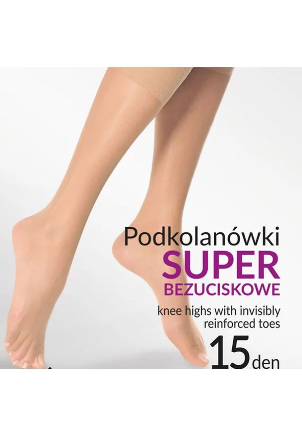 Podkolanówki Gabriella super bezuciskowe 15 den beige 2 pary. Kolor: beżowy. Materiał: poliamid, elastan