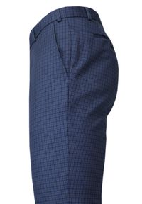 Victorio - Garnitur Elegancki, Granatowy w Drobną Kratkę Zapinany na Dwa Guziki, SLIM, Spodnie w Kant -VICTORIO. Kolor: niebieski. Materiał: wiskoza, poliester, elastan. Wzór: kratka #3
