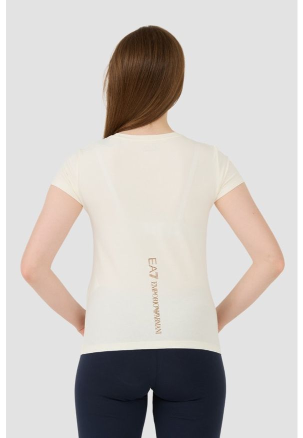 EA7 Emporio Armani - EA7 Beżowy damski t-shirt, Rozmiar M. Kolor: różowy