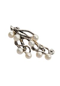 Polcarat Design - Srebrna broszka z perełkami B 969. Materiał: srebrne. Kolor: srebrny. Wzór: aplikacja. Kamień szlachetny: perła