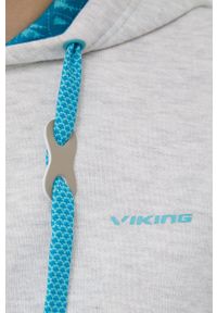 Viking bluza sportowa Laxa damska kolor szary z kapturem z nadrukiem. Typ kołnierza: kaptur. Kolor: szary. Materiał: bawełna, włókno, materiał. Długość: długie. Wzór: nadruk. Styl: sportowy #5