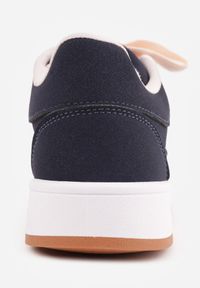 Renee - Granatowe Sneakersy Basic z Paskami na Boku Adila. Okazja: na co dzień. Zapięcie: pasek. Kolor: niebieski. Materiał: jeans. Wzór: paski. Obcas: na płaskiej podeszwie #3