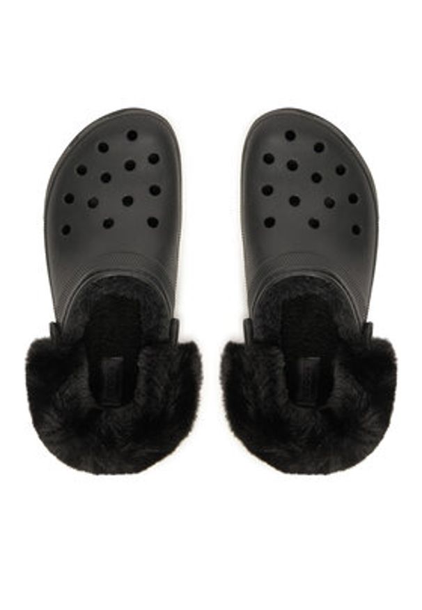 Crocs Klapki Classic Platform Fuzz Lined Clog 212854 Czarny. Kolor: czarny. Obcas: na platformie