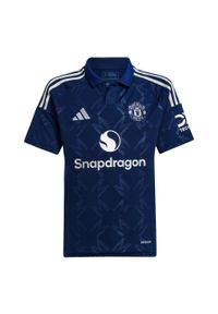 Adidas - Koszulka Manchester United 24/25 Away Kids. Kolor: niebieski. Materiał: materiał