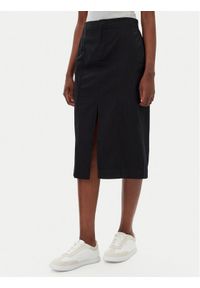 Calvin Klein Jeans Spódnica midi J20J225327 Czarny Regular Fit. Kolor: czarny. Materiał: bawełna, len