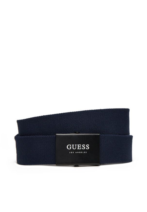 Guess Pasek Męski BMSPAM P5135 Granatowy. Kolor: niebieski. Materiał: materiał