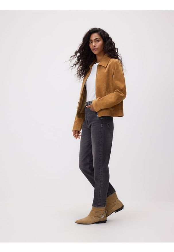 Reserved - Jeansy mom fit slim - szary. Kolor: szary