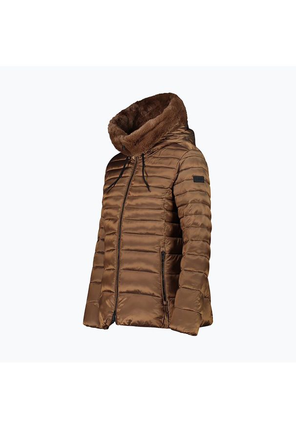 Kurtka puchowa damska CMP Fix Hood. Kolor: brązowy. Materiał: puch