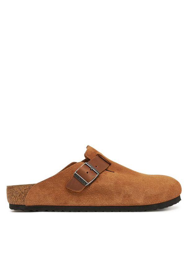 Birkenstock Klapki Boston zamsz 1029185 Brązowy. Kolor: brązowy. Materiał: skóra, zamsz