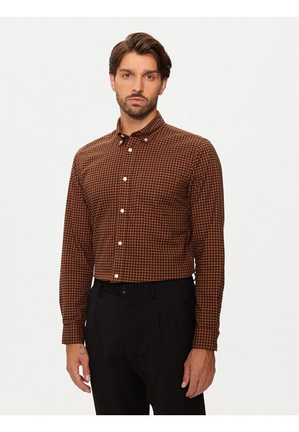 Jack & Jones Koszula Brook 12192150 Brązowy Slim Fit. Kolor: brązowy. Materiał: bawełna