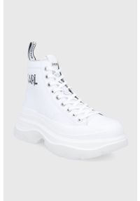 Karl Lagerfeld - Trampki. Nosek buta: okrągły. Zapięcie: sznurówki. Kolor: biały. Materiał: guma. Obcas: na platformie #4