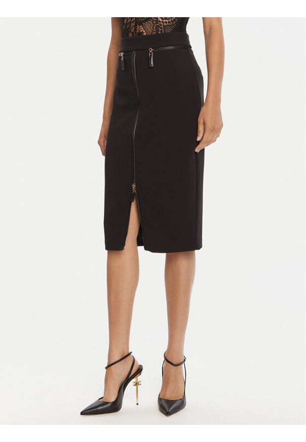 Elisabetta Franchi Spódnica ołówkowa GO-134-56E2-V390 Czarny Regular Fit. Kolor: czarny. Materiał: syntetyk