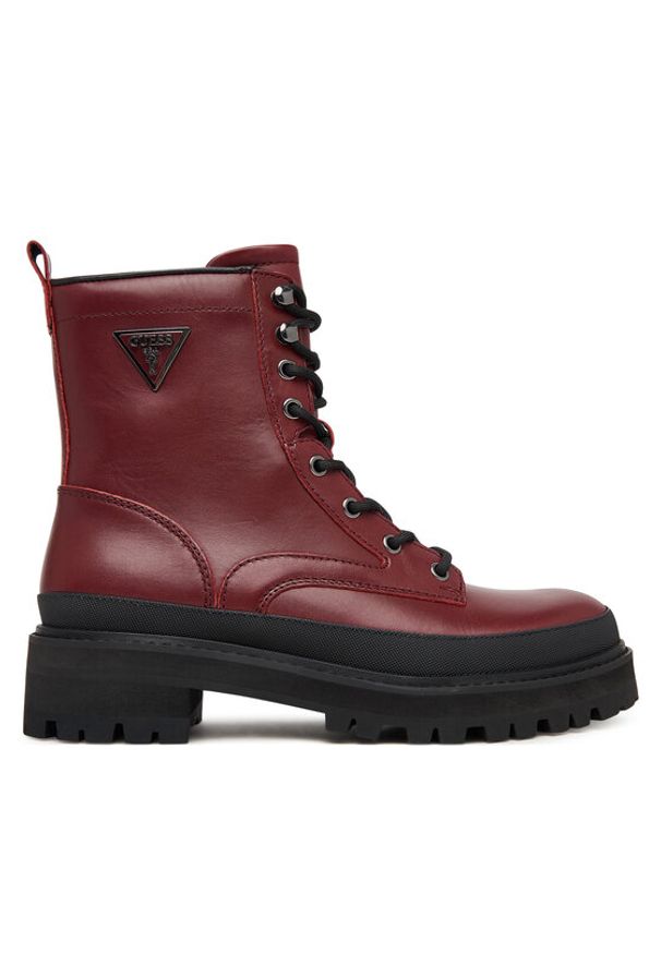 Guess Trzewiki FLFB2D LEA10 Bordowy. Kolor: czerwony. Materiał: skóra