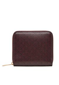 Calvin Klein Mały Portfel Damski Emblem Aop Square Zip Around LV04F1089G Bordowy. Kolor: czerwony. Materiał: skóra